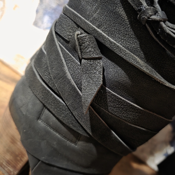 Free People Royal Rush Wrap Black Knee-High Boho Boots - Picture 7 of 15